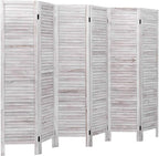 Giantex 6 Panel Wood Room Divider, 5.6 Ft Tall Oriental Folding Freestanding