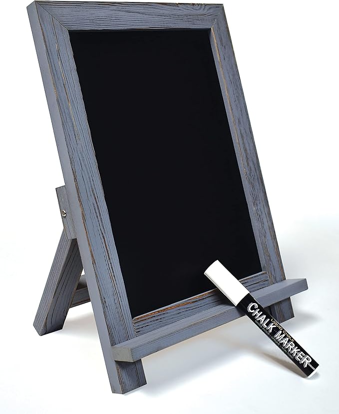 Better Office Products Framed Tabletop Chalkboard Sign, 9.5" x 14", Rustic Wood by BetterOfficeProducts