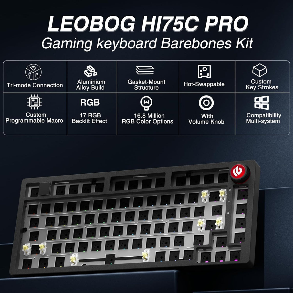 LEOBOG Hi75C Pro Wireless Mechanical Keyboard Kit – Aluminum Alloy 75%