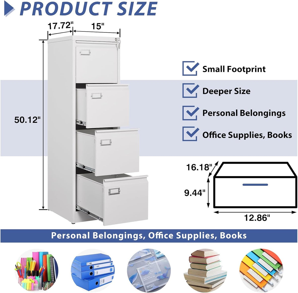 4 drawer file cabinet, filing cabinets for home, close-up detail