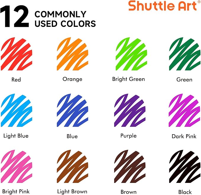 Shuttle Art Wet Erase Markers, 12 Colors 1mm Fine Tip Smudge-Free Markers - Image 3