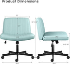 PUKAMI Criss Cross Chair with Wheels, Fabric Padded Armless Cross Legged Office - Image 2