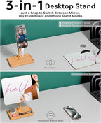 YEOUX Premium Desktop Glass Mirror, Dry Erase Board & Magnetic Phone Stand - Image 2