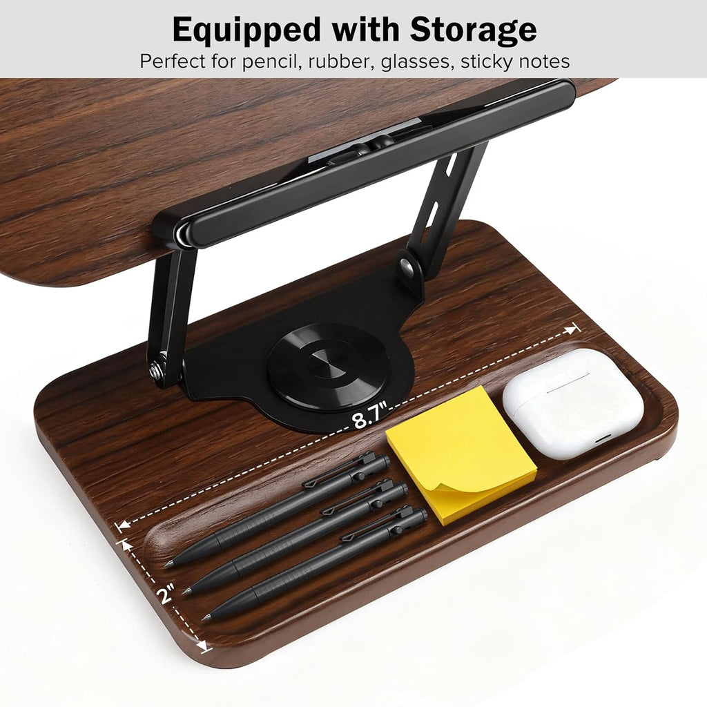 Book Stand with Light & Storage, Book Holders for Reading Hands Free | bible stand holder, wooden cookbook stand, adjustable Height, 360 °Angle, for Recipe Magazine Laptop Tablet Bible
