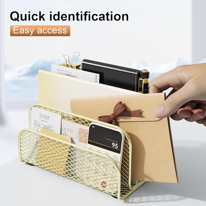 gianotter Mail Organizer Countertop, Metal File Holder - Image 3