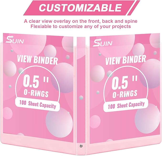 0.5-inch 3-Ring Binder with 2 Interior Pockets, 0.5'' Basic Binders Holds US - Image 4