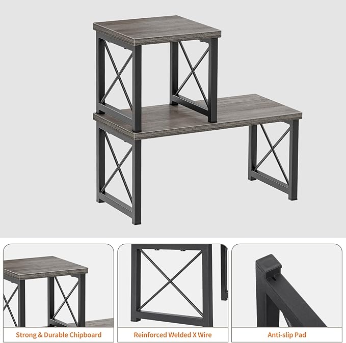 Honiter Desk Shelf for Top of Desk, Wood Desktop Shelf, 2 Tier Adjustable - Image 6