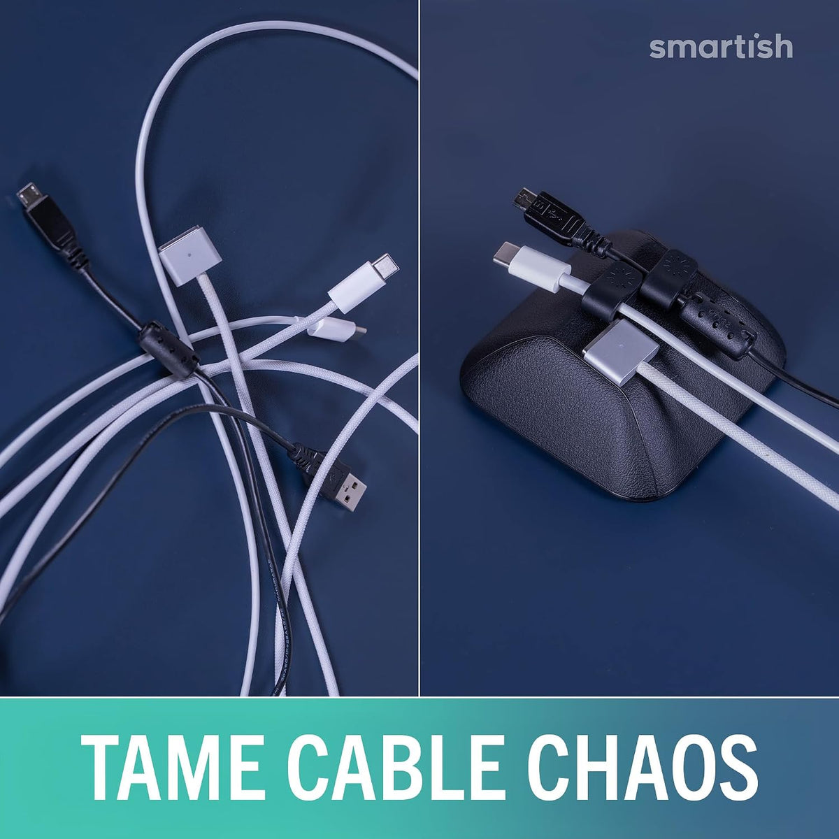 Smartish Magnetic Cord Holder, Cable Wrangler, Nightstand & Desk Organizer
