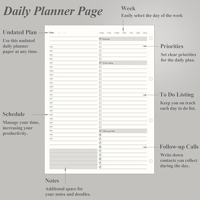 EMSHOI Undated Daily Planner 9.2" X 12", Large To Do List Notepad, 240 Refill - Image 4