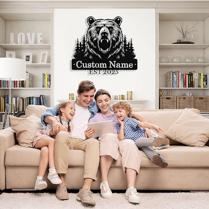 Custom Bear Metal Sign, Custom Bear Metal Wall Art Decor, Personalized Last - Image 2