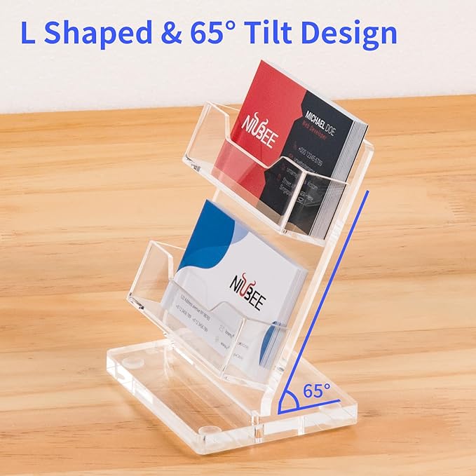 NIUBEE Acrylic Business Card Holder 2 Slots - Image 4