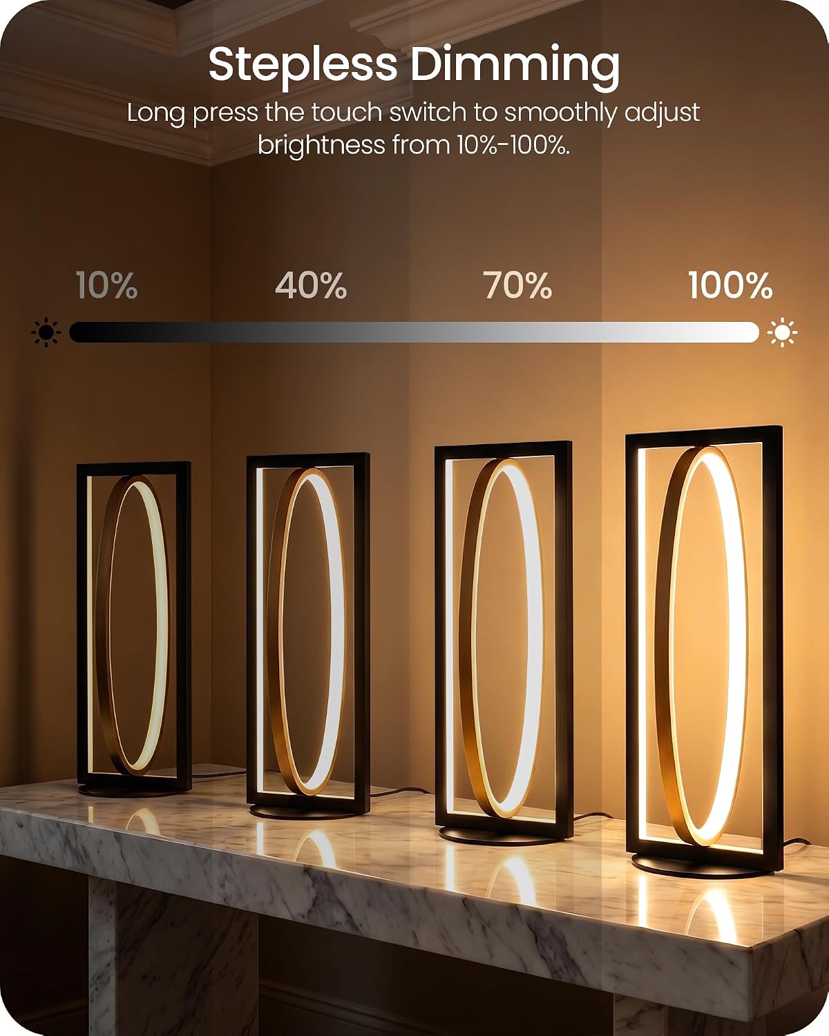Modern LED Table Lamp, Dimmable Minimalist Bedside Lamp, 3 Color Temperatures...