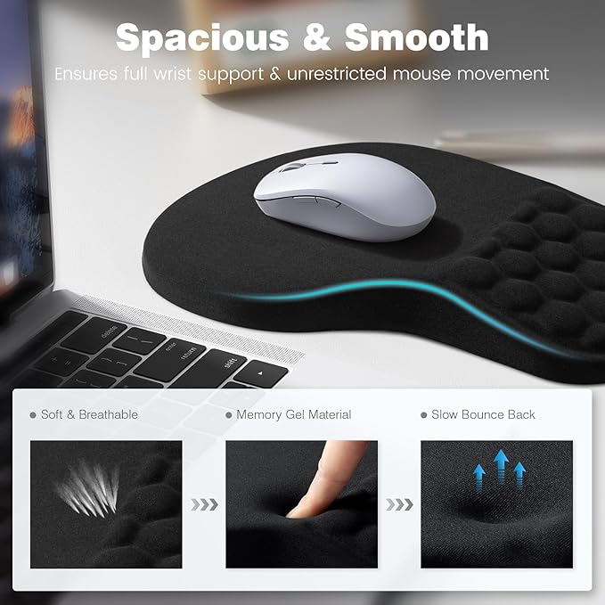 Ospelelf Ergonomic Mouse Pad and Keyboard Stand Wrist Rest Set, Memory Foam - Image 2