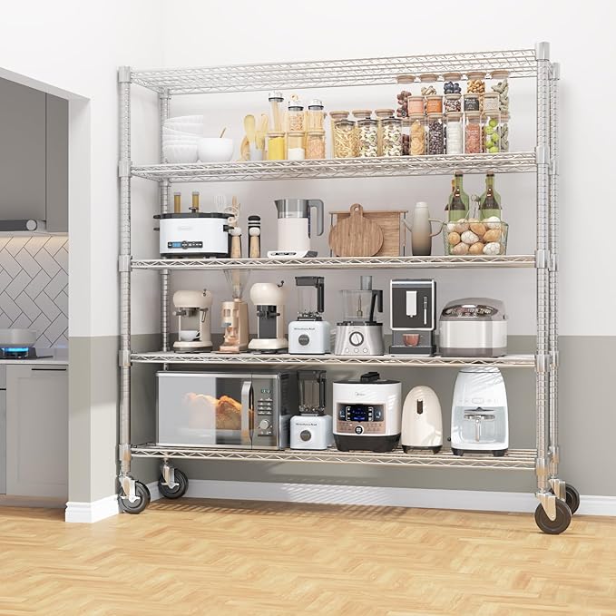 Homdox 5 Tier Heavy Duty Metal Wire Shelving - Image 2