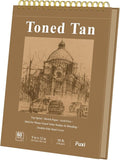 Fuxi Toned Tan Sketchbook 9x12-60 Sheet Acid Free Toned Paper, Professional by SketchBook