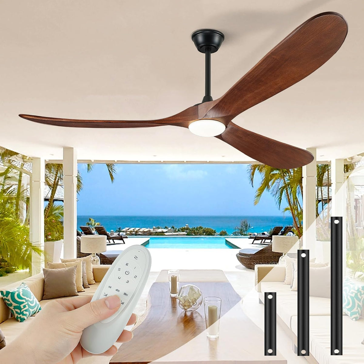 72" outdoor ceiling fans with lights and remote, main product view