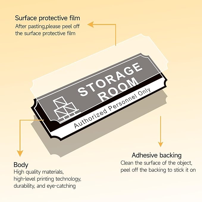Storage Room Door Sign for Business, Self-Adhesive Durable Modern Storage Room - Image 3