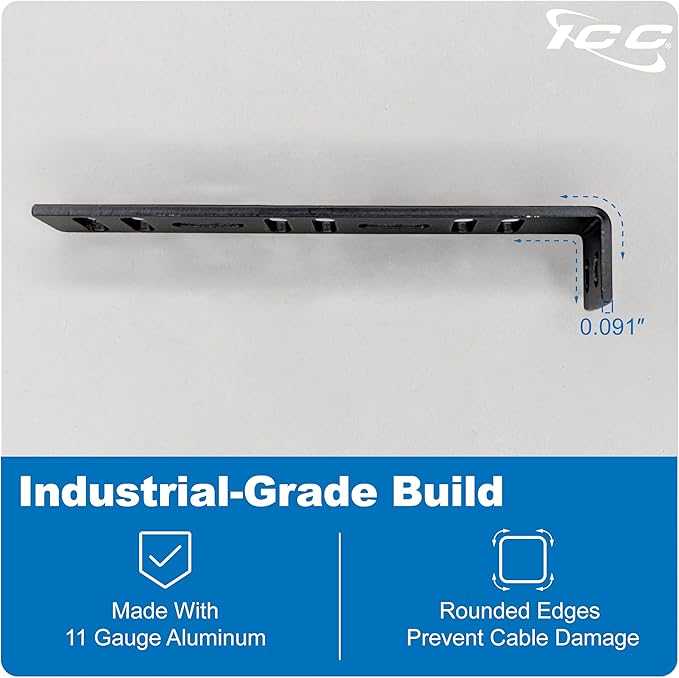 ICC 6” Metal L-Shaped Cable Management Bracket, Vertical/Horizontal, Rack or - Image 2