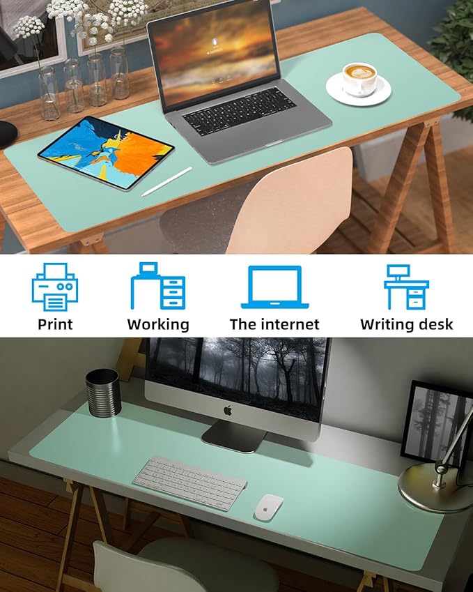 Leather Desk Pad Protector, Large Desk Mat, Mouse Pad, Non-Slip PU Leather Desk - Image 6