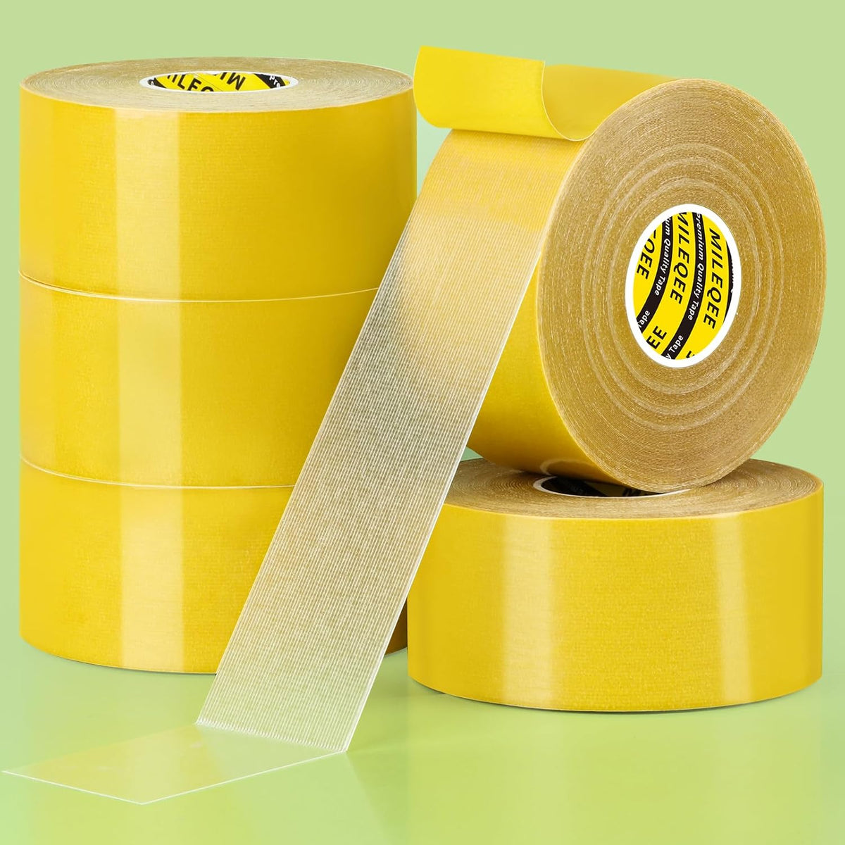 MILEQEE 5Pack Double Sided Tape Heavy Duty, 2in x 66FT, Super Sticky Resistente