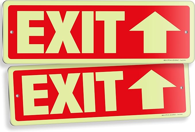 iSYFIX Exit Signs with Directional Up Arrow, Glow in the Dark, Photoluminescent by iSYFIXPREMIUMSIGNS