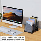 OUTIOE 5-Section Desk File Organizer, Metal Mesh Folder Organizer - Image 5