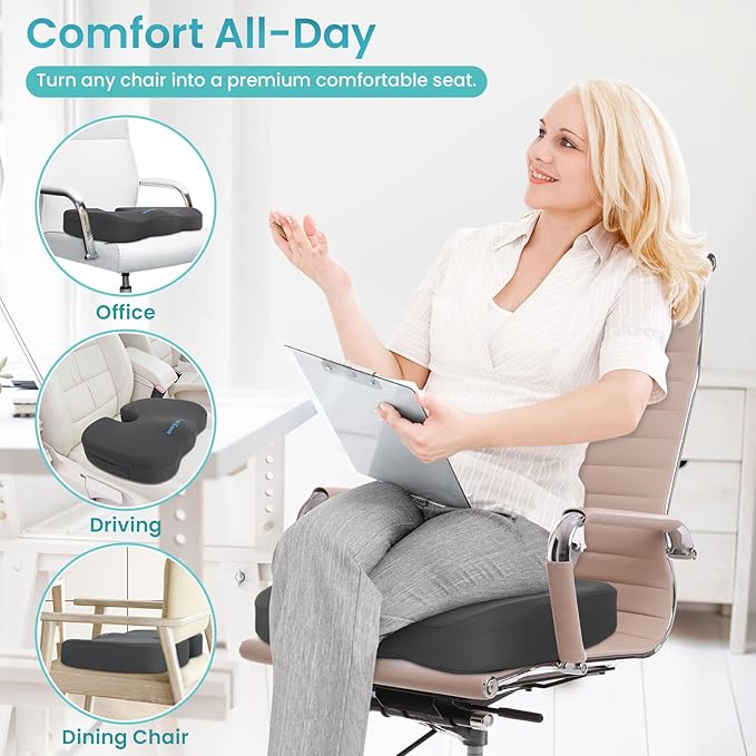Office Chair Seat Cushion, Cooling Gel Enhanced Memory Foam Cushion - Image 6