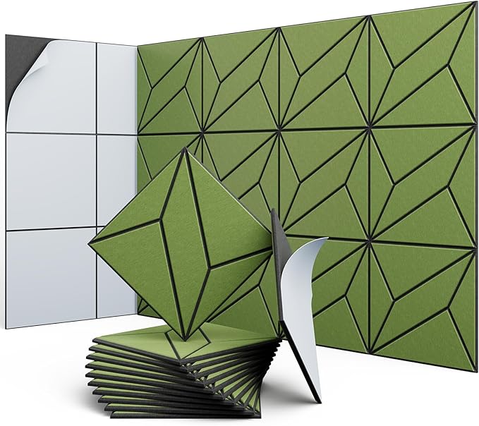 UNECHO 12 Pack 12" X 12" X 0.47" Acoustic Panels by UNECHOACOUSTIC