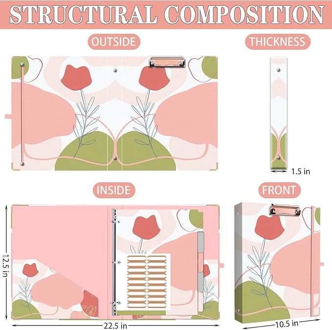 Lateefah 3 Ring Binder, 1 Inch Binder Organizer - Image 2