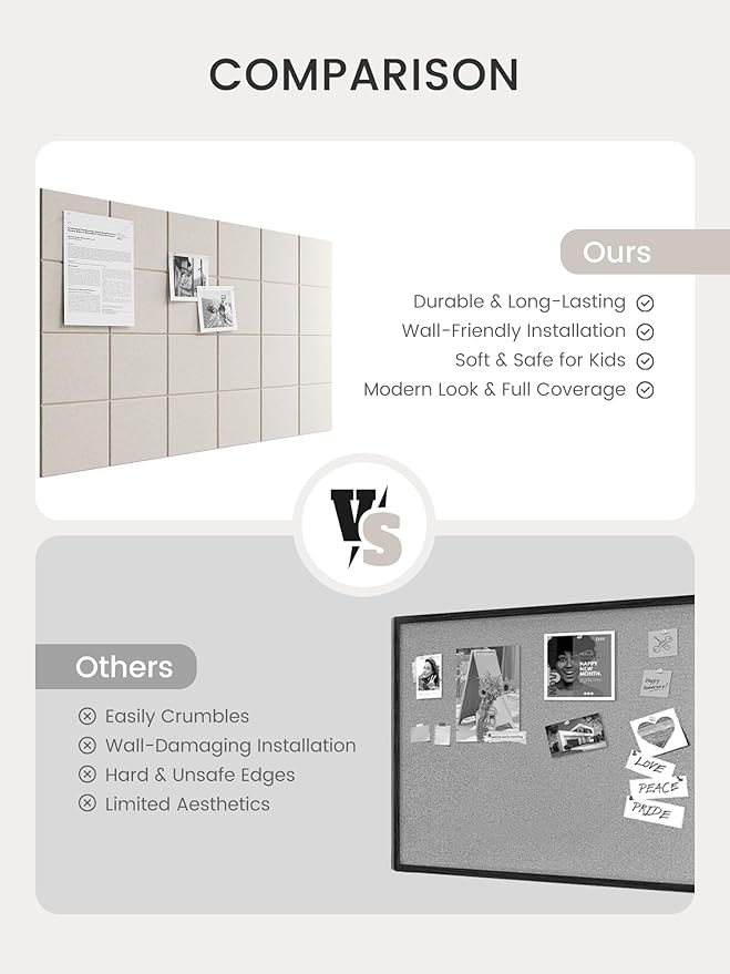 Bumusty Large Cork Board Alternative-36 x24 Felt Bulletin Board Tiles, - Image 7