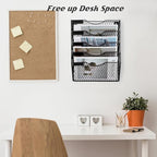 EASEPRES Mail Organizer Wall Mount, 5 Tier Metal Chicken Wire Hanging File - Image 4