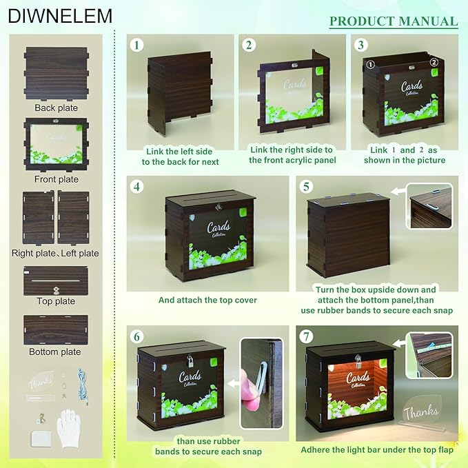 DIWNELEM Wooden Wedding Card Box - Image 5