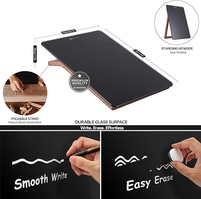 Desktop Black Glass Dry Erase Whiteboard - Image 3