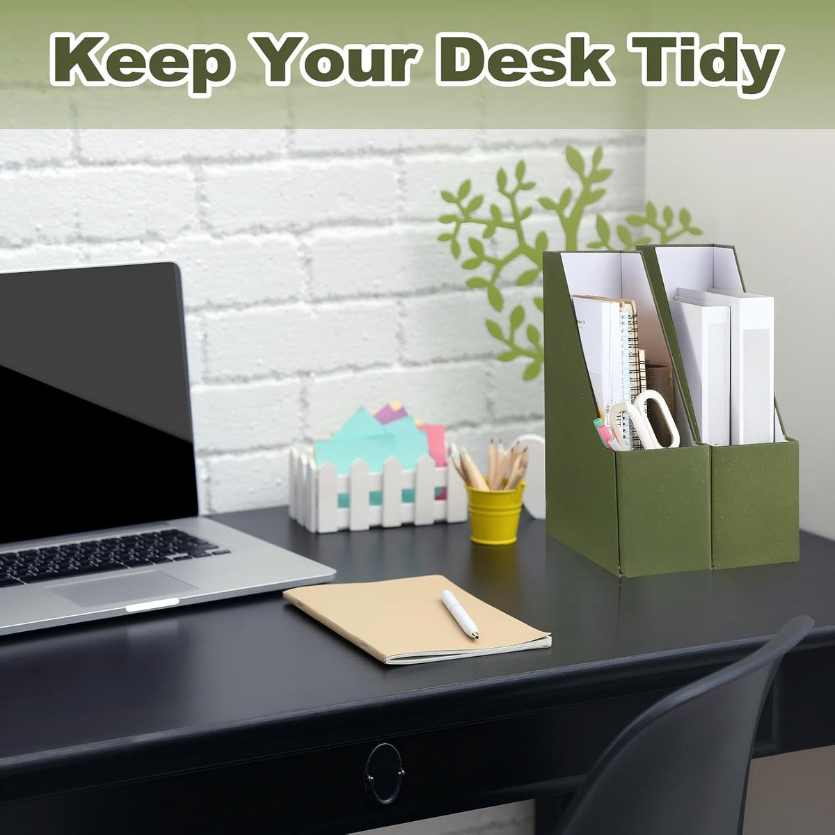 Gueevin Set of 6 Magazine File Holders, Sturdy Cardboard Desk Magazine Organi...
