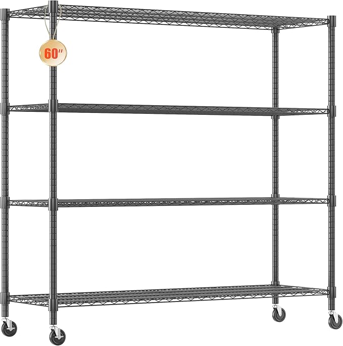 Homdox 60”W Storage Shelves, 4 Tier Heavy Duty Wire Shelving Unit by HOMDOX