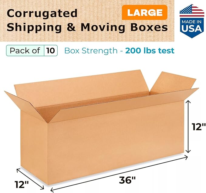 Exrta Large Shipping & Moving Boxes 36x12x12" - Image 2