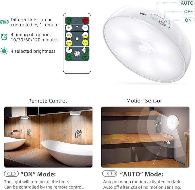 LED Closet Lights Motion Sensor Puck Light - Image 3