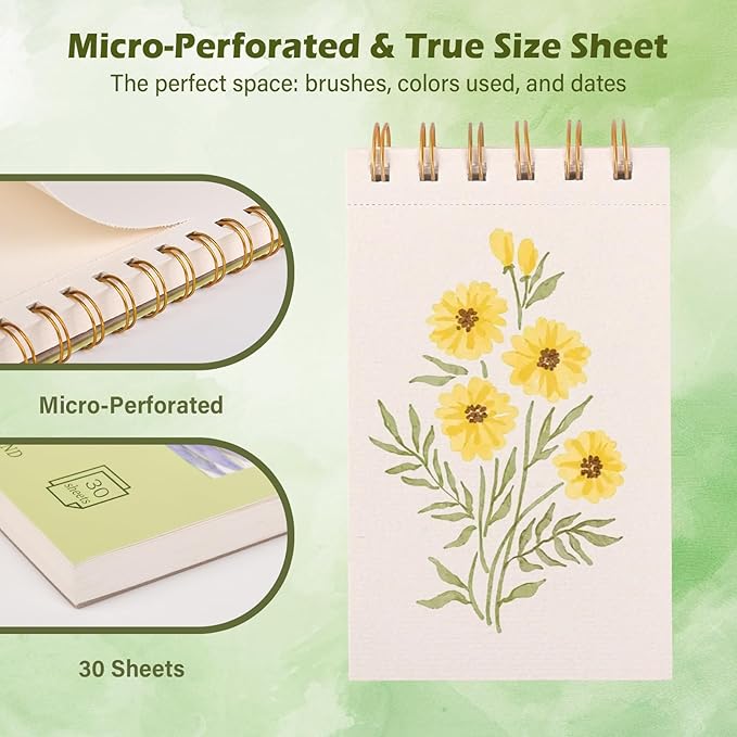 3-Packs Watercolor Paper Pad 3.5x5.5 Inch | 30 Sheets 140lb/300g, Spiral-Bound - Image 3