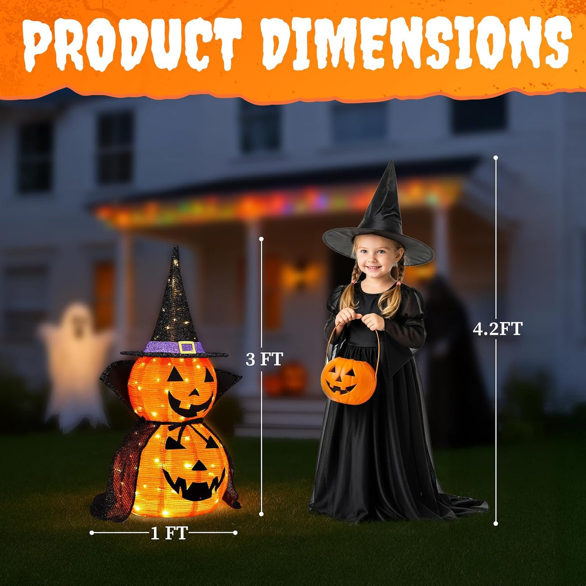 Outvita 2PC Halloween Collapsible Pumpkin Decoration, 150 LED Pop-Up Pumpkin ...