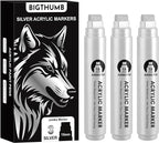 BIGTHUMB 3 Pcs Silver Jumbo Permanent Markers: 15mm Wide Tip Thick Acrylic by BIGTHUMB