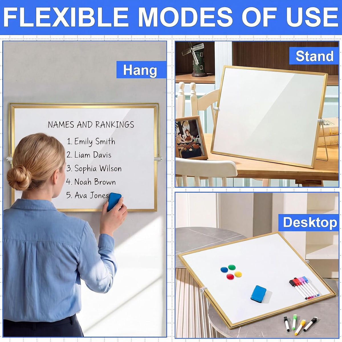 Lincia 16x20inch Sturdy Portable Dry Erase White Board, Magnetic Double Sided...