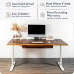 Standing Desk with Drawer – Walnut Solid Wood Desk, Natural Live Edge, - Image 3