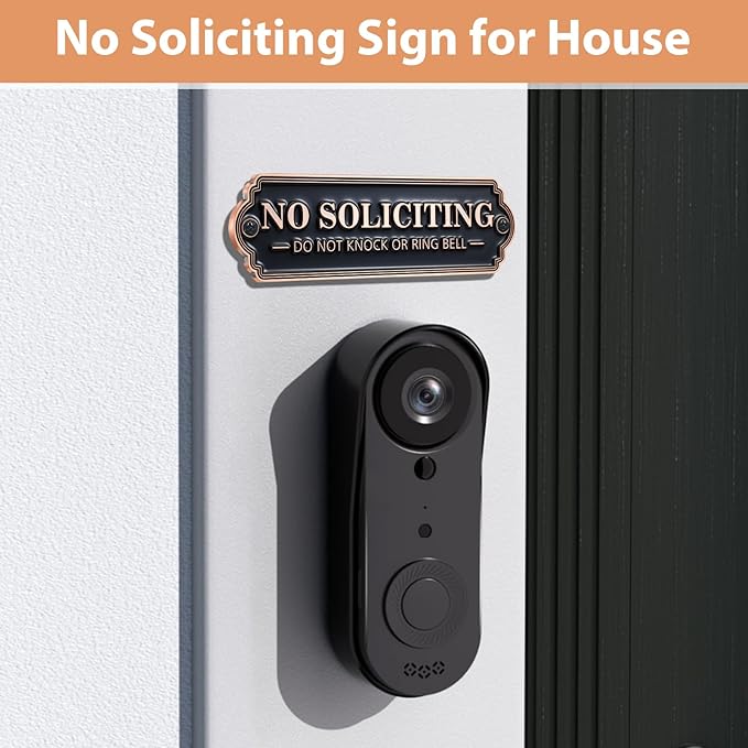 Brass No Soliciting Sign, No Soliciting Sign - Image 3