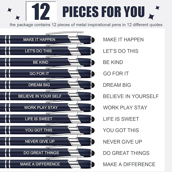 Zonon 12 Pcs Inspirational Pens Bulk Funny Ballpoint Pen - Image 3