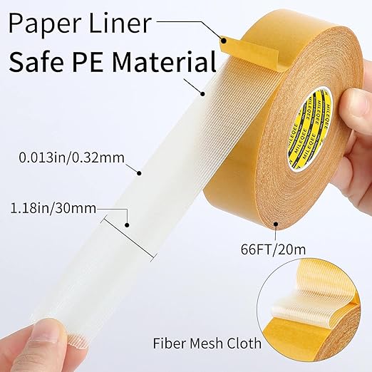 MILEQEE Double Sided Tape Heavy Duty, 1.18" x 66FT, Universal High Tack Strong - Image 2