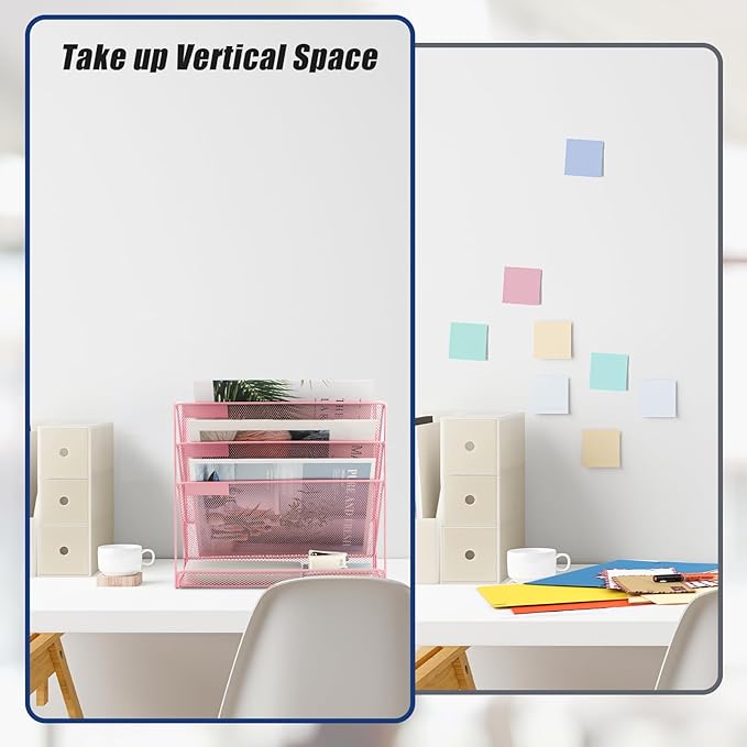 EASEPRES Desk File Organizer Mesh 4-Tier, Hanging Wall Mount Document - Image 4