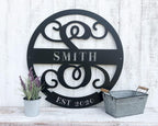 RealSteel Family Name Monogram, Personalized Family Name Metal Sign, Est Year