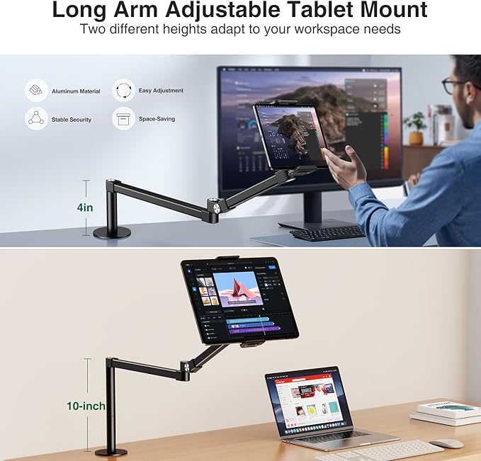 elitehood Long Arm iPad Desk Mount - Image 3