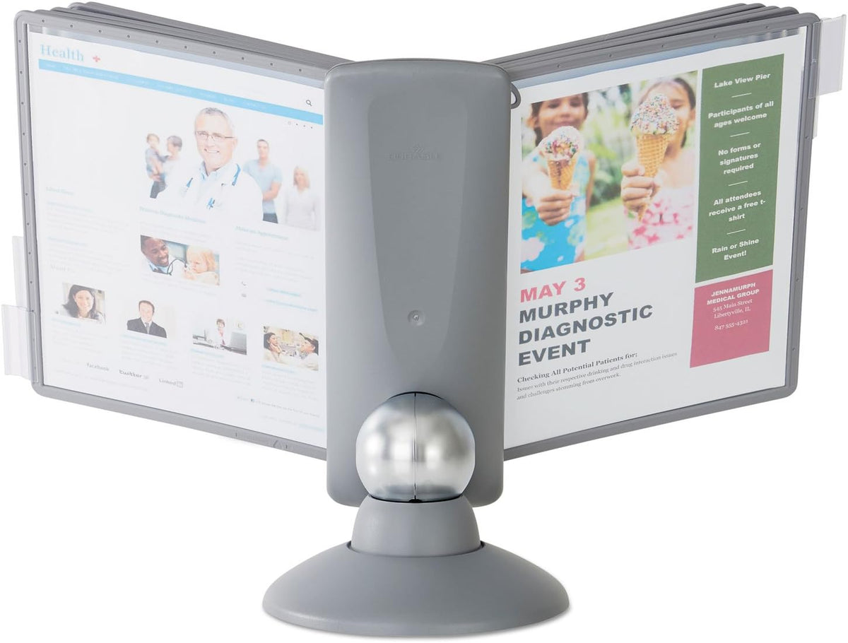 Durable Sherpa Desktop Reference System, 10 Panels, Gray