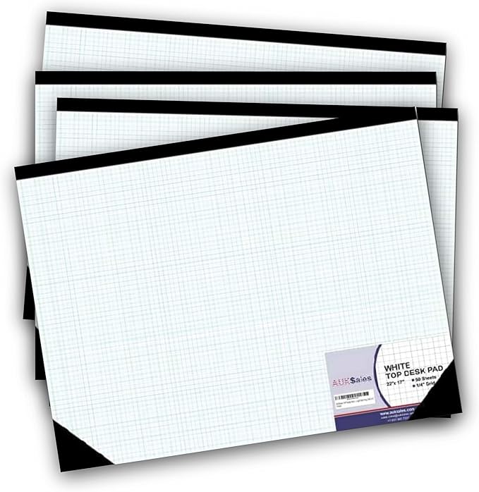 AUKSales TOP Sturdy Graph Desk Pad, 1/4 Quad Grid, 50 Sheets Per Pad, 80 GSM by AUKSALES